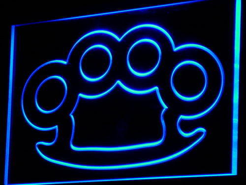 Knuckles Brass Weapons Bar Pub Neon Light Sign